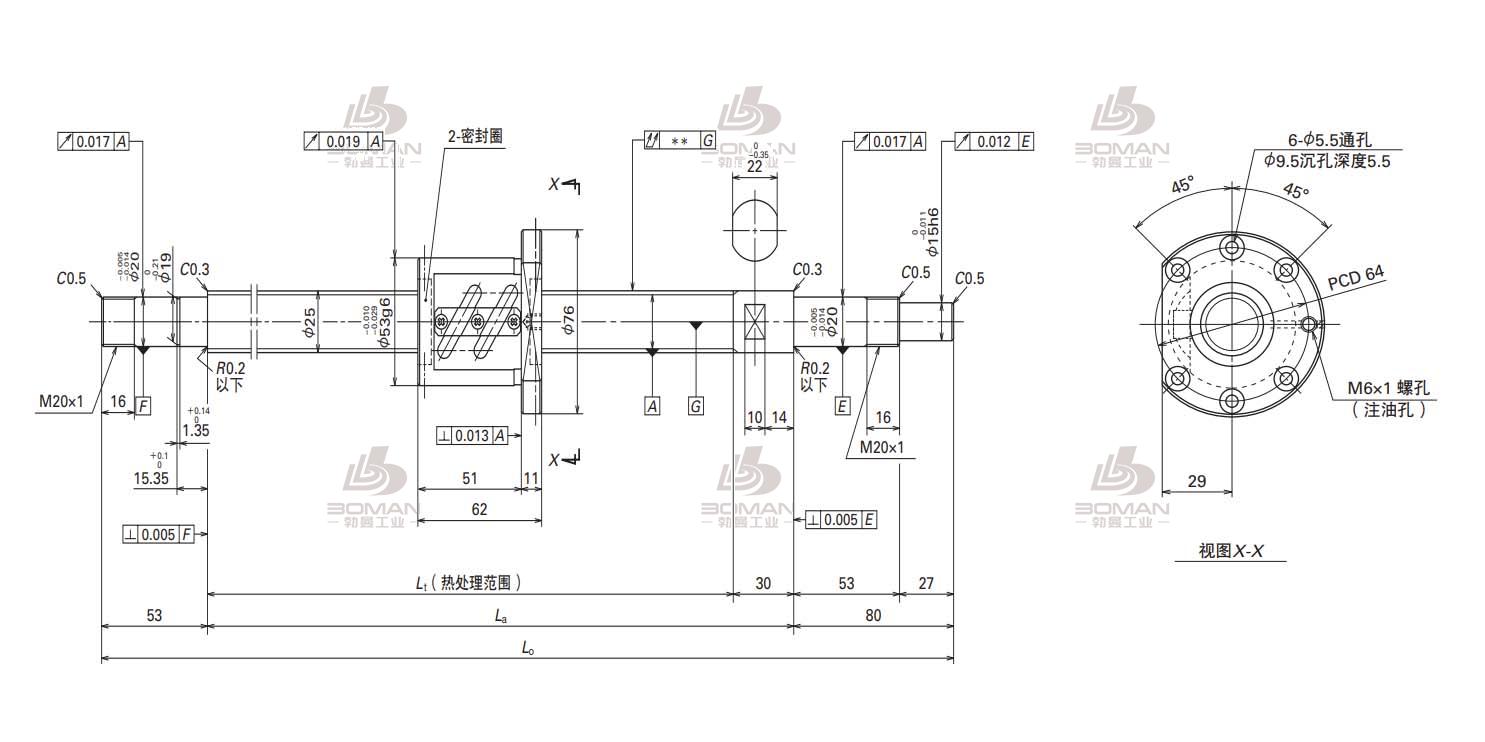 W2503SA-3P-C5Z6-SA标准滚珠丝杠